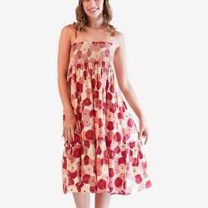 KATE QUINN womens spaghetti tie dress | red vintage daisy, medium, NWT